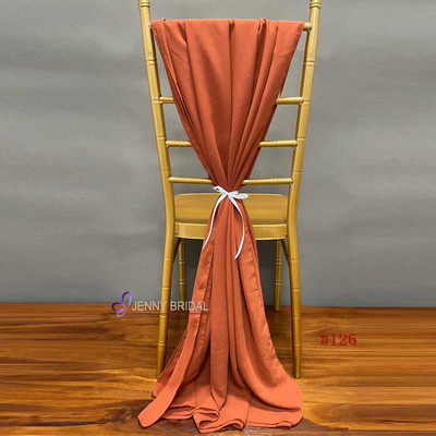 D001A Priehľadný šifón Lacný Elegantný Plážový Svadobný Ružový Terakotový Námornícky Modrý Šifónový Šerpa na Stoličku 3 ks/balenie Na Dekoráciu
