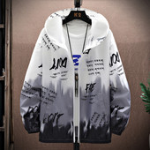 Ležerna muška vjetrovka s kapuljačom i natpisom