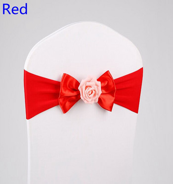 10 PcsTiffany Lycra Chair Sash Папийонка Rose Ball Decor Калъфка за столове Спандекс лента Lycra Sash Парти Сватбена украса