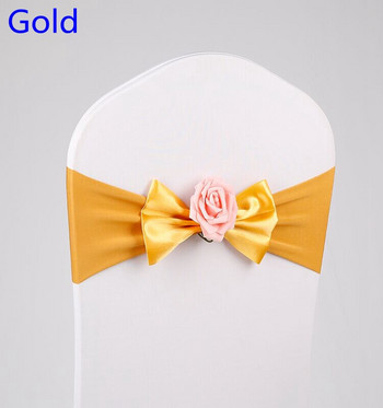 10 PcsTiffany Lycra Chair Sash Папийонка Rose Ball Decor Калъфка за столове Спандекс лента Lycra Sash Парти Сватбена украса