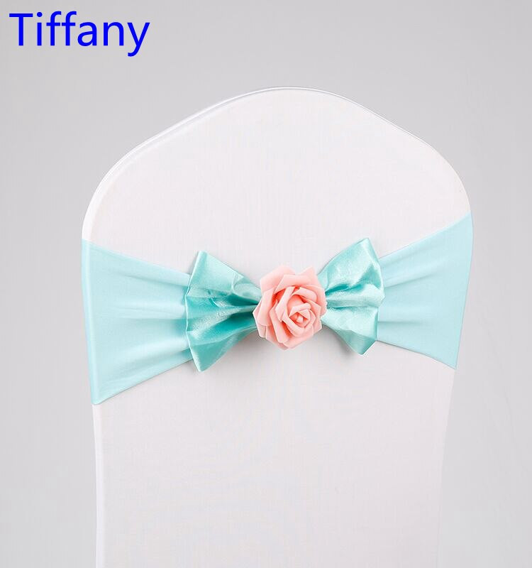 10 ks, Tiffany Lycra stolička Sash motýlik ružová guľa dekorácia poťah na stoličku spandex páska lycra šerpa párty svadobná dekorácia