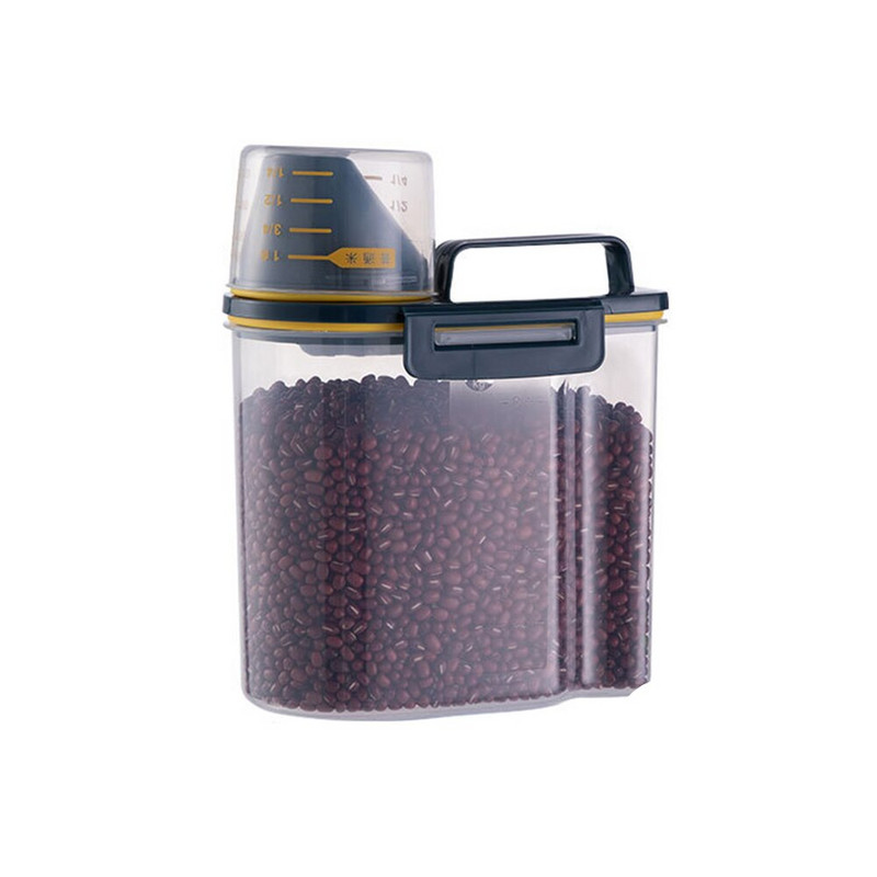 Šunų kačių ėdalo kibiras plastikinis laikymo bakas su matavimo puodeliu, drėgmei nepralaidus sandarus stiklainis, reikmenys naminiams gyvūnėliams Priedai Maisto gaminimas