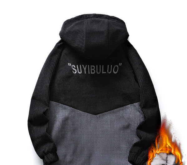 Geaca de barbati toamna-iarna cu gluga si inscriptie