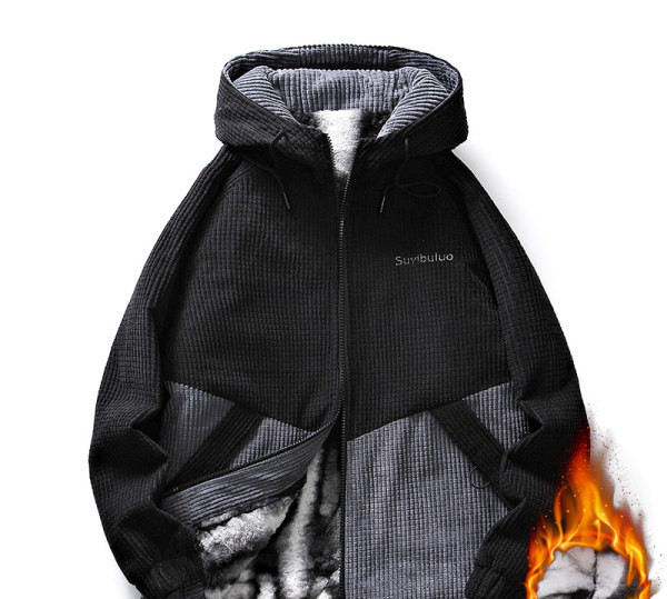 Geaca de barbati toamna-iarna cu gluga si inscriptie