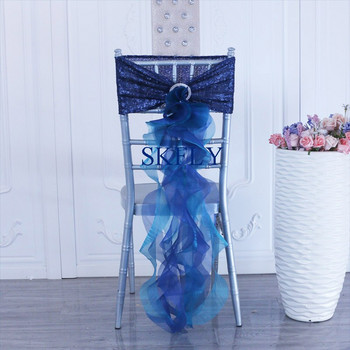 SH105N νέος προσαρμοσμένος φανταχτερός γάμος, ζεστό ροζ παγιέτα, στρογγυλή ταινία καρέκλας με σγουρό φύλλο ιτιάς