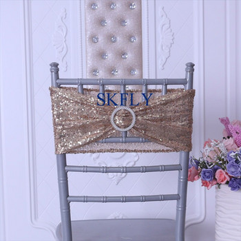 SH022J Νέα ωραία προσαρμοσμένη χριστουγεννιάτικη διακόσμηση 10τμχ/πολύ φθηνή χρυσή χρυσή ταινία καρέκλας με παγιέτα γάμου με αγκράφα