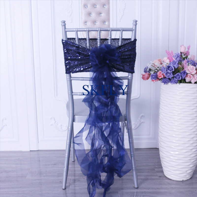 SH105A Nauja populiari daugybė spalvų iš spalvų diagramos 10 vnt/ partija pigi vestuvinė šviesiai rožinė blizgučių kėdės juosta su garbanota gluosnio varčia