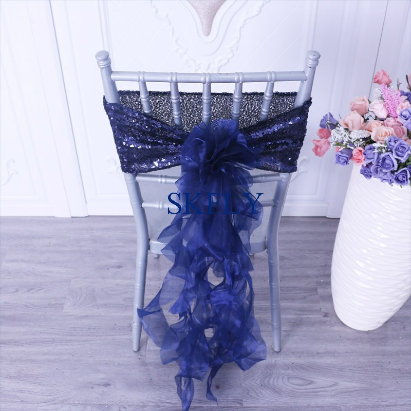 SH105A Nauja populiari daugybė spalvų iš spalvų diagramos 10 vnt/ partija pigi vestuvinė šviesiai rožinė blizgučių kėdės juosta su garbanota gluosnio varčia