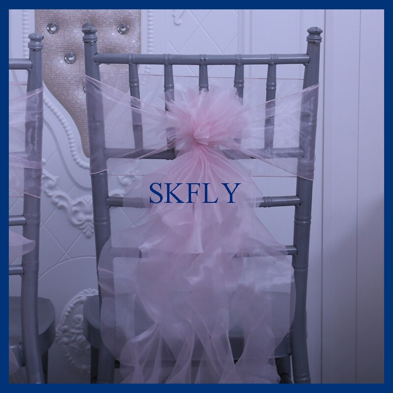 CH098B SKFLY populiarios nuostabios 6 vnt. gražios šviesiai rausvos garbanotos gluosnio organzos kėdžių varčios