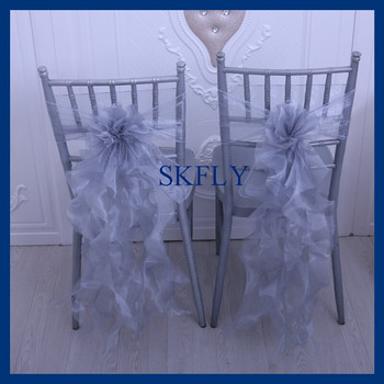 CH098P SKFLY δημοφιλή πανέμορφα γκρι σγουρά φύλλα καρέκλας οργάντζας από ιτιά