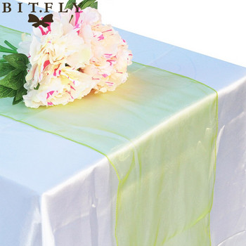 Sheer Organza Table Runner 50Pcs 30x275CM Διακόσμηση σπιτιού Φιόγκοι καρέκλας Διακόσμηση για πάρτι Δείπνο Διακόσμηση τραπεζιού γάμου