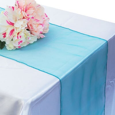Priehľadný organzový uterák na stôl 50 ks 30x275CM bytová dekorácia, mašle na stoličky, ozdoby na stôl na párty, bankety, svadobné dekorácie