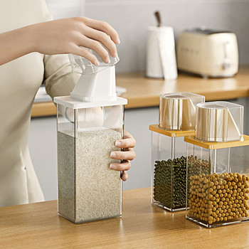 800/1200 мл прозрачна пластмаса зърнени корнфлейкс диспенсър за зърнени оризове Кухненски килер Контейнери за съхранение на храна Кутия Херметични тенджери