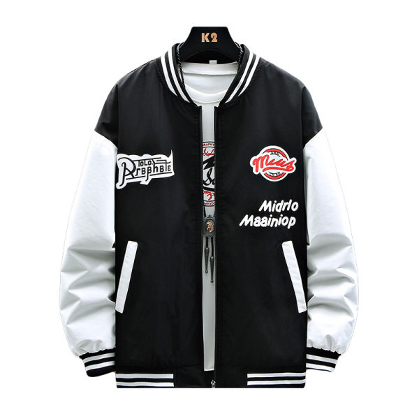 Jachetă de primăvară cu inscripții brodate și buzunar pentru bărbați