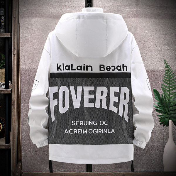 Jachetă de toamnă la modă, cu glugă și inscripții