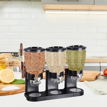 Triple Food Dispenser Three Canister Dry Food Dispenser Δημητριακά Διανομέας Κουζίνας Πάγκος αποθήκευσης Δοχείο για κόκκους ξηρών καρπών