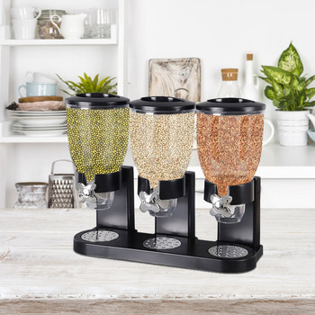 Triple Food Dispenser Three Canister Dry Food Dispenser Δημητριακά Διανομέας Κουζίνας Πάγκος αποθήκευσης Δοχείο για κόκκους ξηρών καρπών