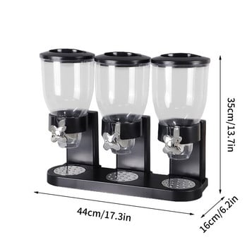 Triple Food Dispenser Three Canister Dry Food Dispenser Δημητριακά Διανομέας Κουζίνας Πάγκος αποθήκευσης Δοχείο για κόκκους ξηρών καρπών