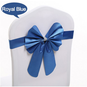 10τμχ/Παρτίδα Καρέκλα Φύλλα Διακόσμηση Γάμου Βουργουνδίας ΔΕΗ με ελαστική κορδέλα Φιόγκοι Spandex Royal Blue for Event Party Hotel Noeud