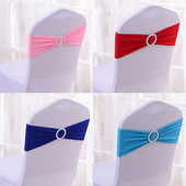 10 vnt. Elastinė poliesterio kėdės lanko juosta, ištempiama kėdės juosta su apvalia sagtimi, skirta banketų viešbučio vestuvių dekoravimui