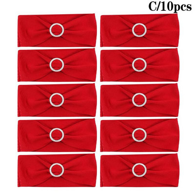 10 vnt. Elastinė poliesterio kėdės lanko juosta, ištempiama kėdės juosta su apvalia sagtimi, skirta banketų viešbučio vestuvių dekoravimui