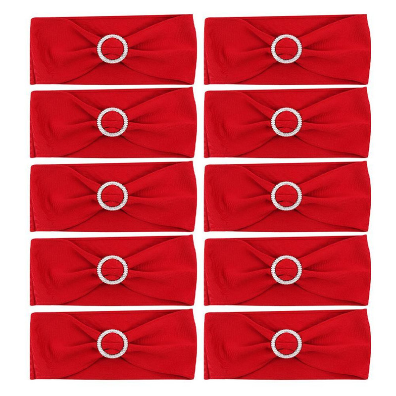 10 vnt. Elastinė poliesterio kėdės lanko juosta, ištempiama kėdės juosta su apvalia sagtimi, skirta banketų viešbučio vestuvių dekoravimui