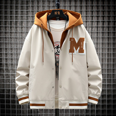 Jachetă casual pentru bărbați cu glugă, cu inscripții