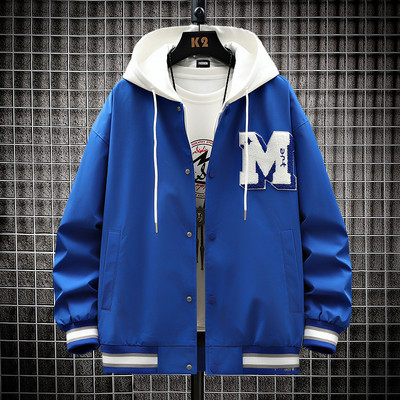 Jachetă casual pentru bărbați cu glugă, cu inscripții