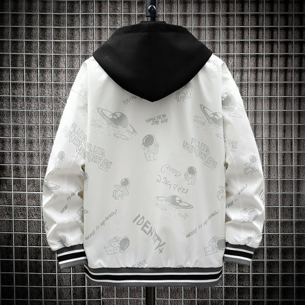 Jachetă casual pentru bărbați cu glugă, cu inscripții