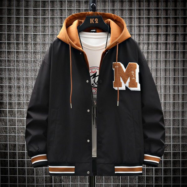 Jachetă casual pentru bărbați cu glugă, cu inscripții