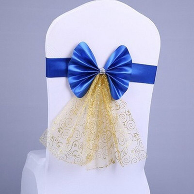 10 DB Bowknot hátul virág szék organza huzat esküvői fonal masni elasztikus dekoráció szállodai szárnyak spandex partikhoz, eldobható