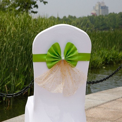 10 DB Bowknot hátul virág szék organza huzat esküvői fonal masni elasztikus dekoráció szállodai szárnyak spandex partikhoz, eldobható