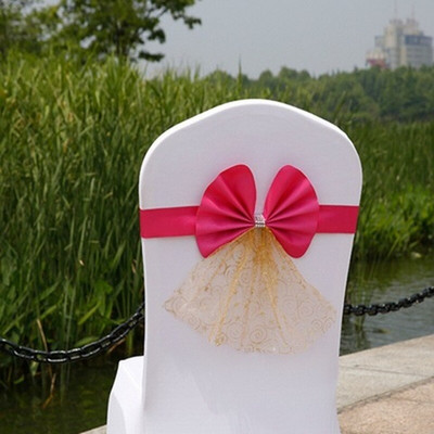 10 DB Bowknot hátul virág szék organza huzat esküvői fonal masni elasztikus dekoráció szállodai szárnyak spandex partikhoz, eldobható