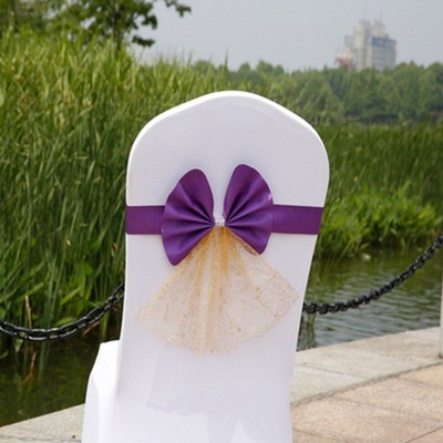 10 DB Bowknot hátul virág szék organza huzat esküvői fonal masni elasztikus dekoráció szállodai szárnyak spandex partikhoz, eldobható