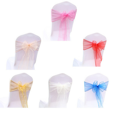 25gab/partija Lentes krēslu vērtnes ravēšanas dekorācijas kāzām banketu krēslu pārvalki kaklasaites priekšgala jostas dekors ballīšu piederumi 18cm*275cm