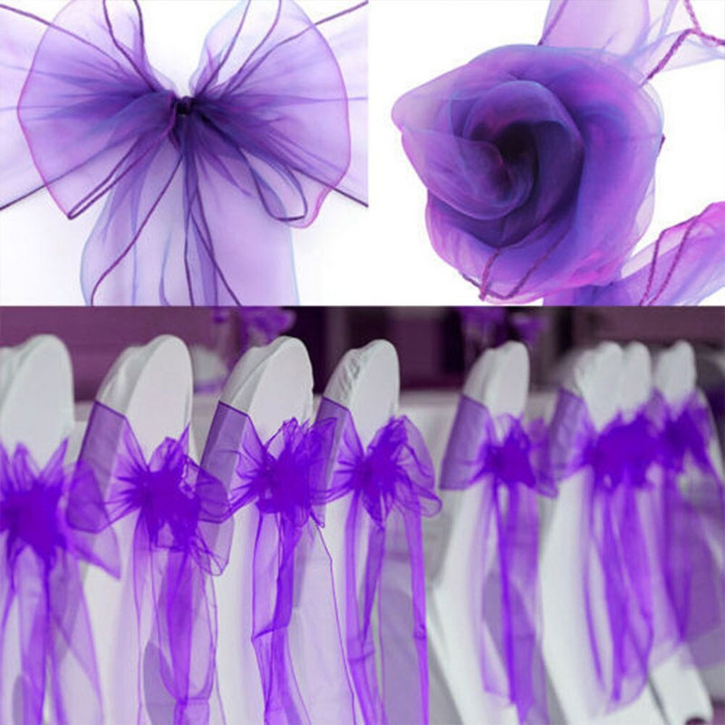 25 kom/Part Vrpce Pojasevi za stolice Dekoracija za svadbe Za bankete Navlake za stolice Kravata Mašna Pojas Dekoracija Potrepštine za zabave 18 cm * 275 cm