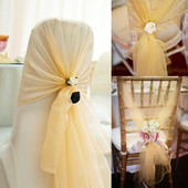 10 komada 26x108" Organza tkanine, navlake za stolice, kape za stolice, zamotajte zavežite naslon za stolac, navlaka za DIY vjenčanje, zabavu i dekoraciju banketa