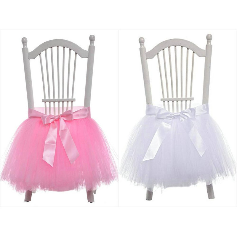 Bowknot Tulle Suknja za stolicu Tutu Dekoracija za stol za rođendanske zabave i ukrase za tuširanje djeteta