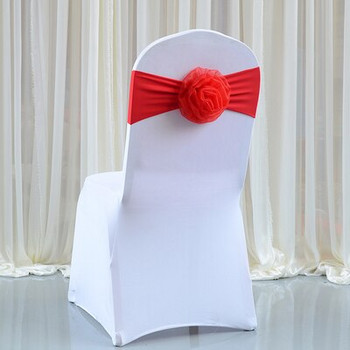 Όμορφη εμφάνιση Flower Lycra Band Spandex Chair Sash Tie Φιόγκος για κάλυμμα καρέκλας Διακόσμηση εκδήλωσης για πάρτι