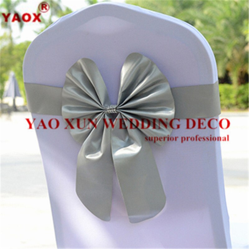 25 loturi PU Lycra Bandă pentru scaune Spandex Sash Tie Bow Fit Husa pentru scaun pentru decorare de nuntă, eveniment, petrecere