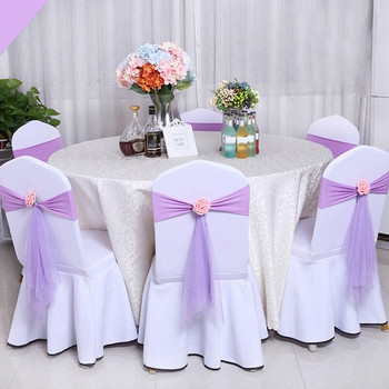 10 бр. 13 цвята спандекс колан за стол с розова топка Изкуствени пояси за сватбен стол Сватбен стол Папийонка Покривало за стол Лента за парти