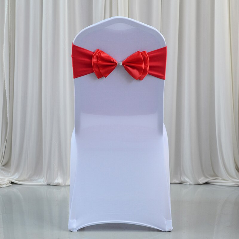 25 komada trake za stolicu od likre sa satenskom mašnom i mrežastom kopčom za navlaku za stolicu, vjenčanje, dekoracija hotela