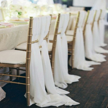48cm*300cm Διακόσμηση γαμήλιων εκδηλώσεων Φύλλα καρέκλας σιφόν για πάρτι Χριστουγεννιάτικη διακόσμηση καρέκλας ξενοδοχείου