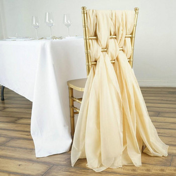 Елегантни изискани шифонени колани за столове за сватби Събития Декорация за партита Булчински бебешки душ Стол за колан Пола за стол от тюл