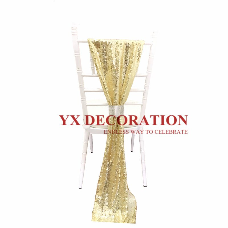 40x180 cm-es flitteres szék pántos masni csattal bambusz Chiavari székdíszhez