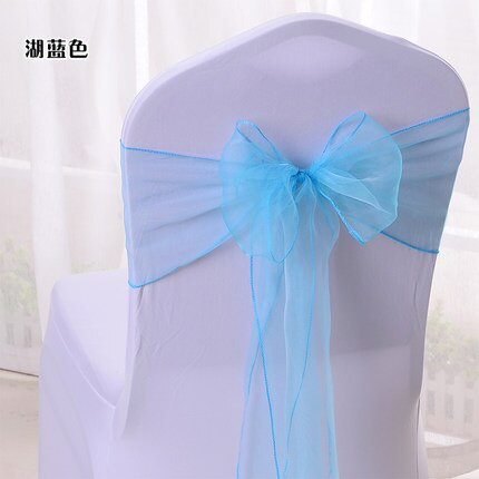 VRUĆE 25 KOM 18 CM * 275 CM Teal Blue Organza Pojasnice za stolice Svadbena zabava Banket Mašna Navlaka za stolice Ukrasni pribor - SASH
