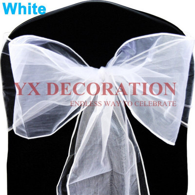 Visokokvalitetna mašna za stolicu od prozirne organze za masku, banket, svadbeni događaj, Božićni ukrasi