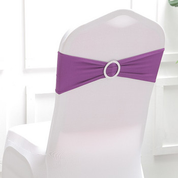 12 τμχ Φύλλα καρέκλας γάμου Φύλλα μονόχρωμη καρέκλα Φύλλο πόρπες Stretch καρέκλα φύλλου φιόγκος με στρογγυλό δαχτυλίδι για πάρτι δεξιώσεων52