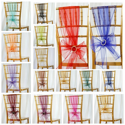 100 tk. Loot Wedding Organza tooli kaane vibu sõlm banketiürituse sünnipäevapeo kaunistamiseks Organza tooli rihm