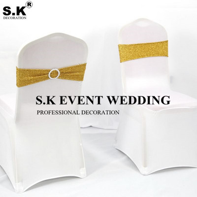 Karštas išpardavimas 25 vnt. Blizganti blizgučiai kėdžių juosta, blizganti lankas, tinkantis ant kėdės užvalkalo vestuvių banketo renginio dekoravimui